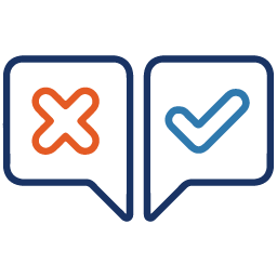 X and checkmark